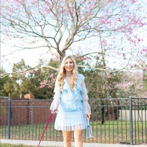 Baby Blue Sheer Tiered Ruffle Dress